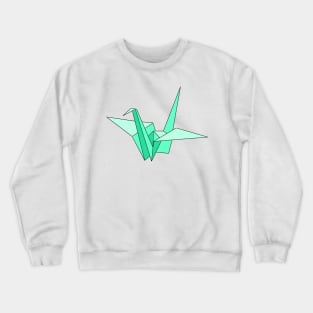 Green origami crane Crewneck Sweatshirt